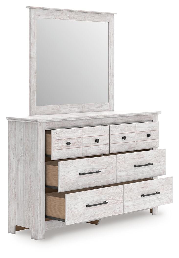 Makidern Queen Panel Storage Bed, Dresser and Mirror