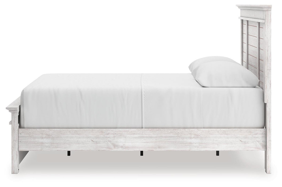 Makidern Queen Panel Bed with Storage, Dresser and Mirror
