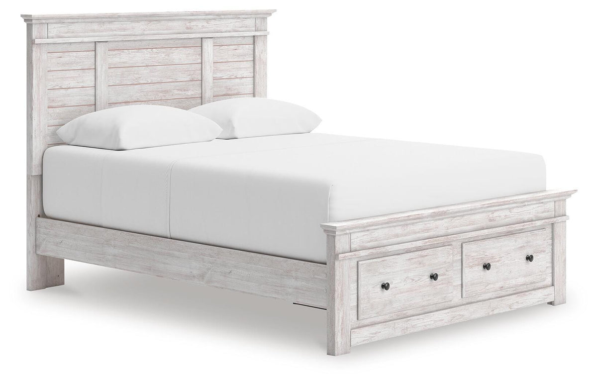 Makidern Queen Panel Storage Bed, Dresser and Mirror