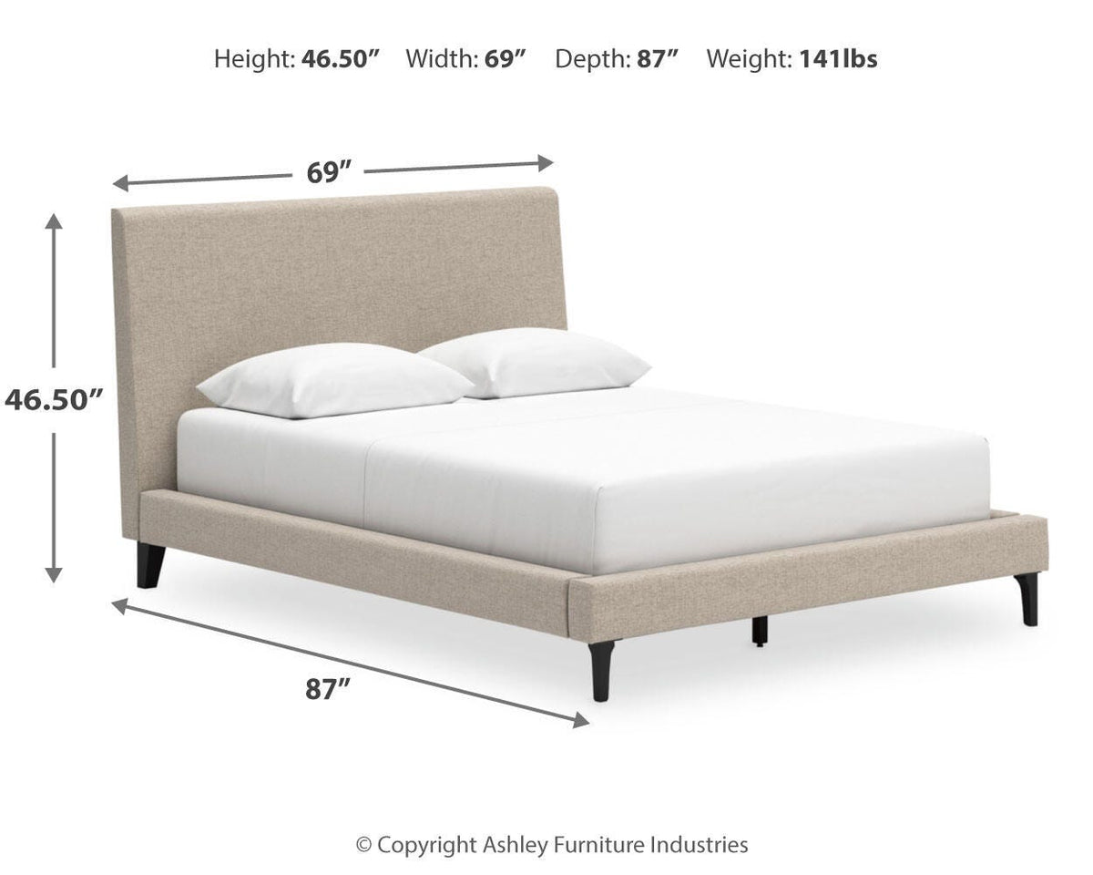 Cielden Queen Upholstered Bed, Dresser and Mirror