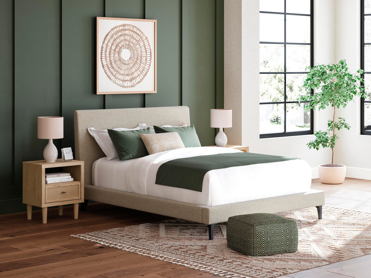 Cielden Queen Upholstered Bed, Dresser and 2 Nightstands
