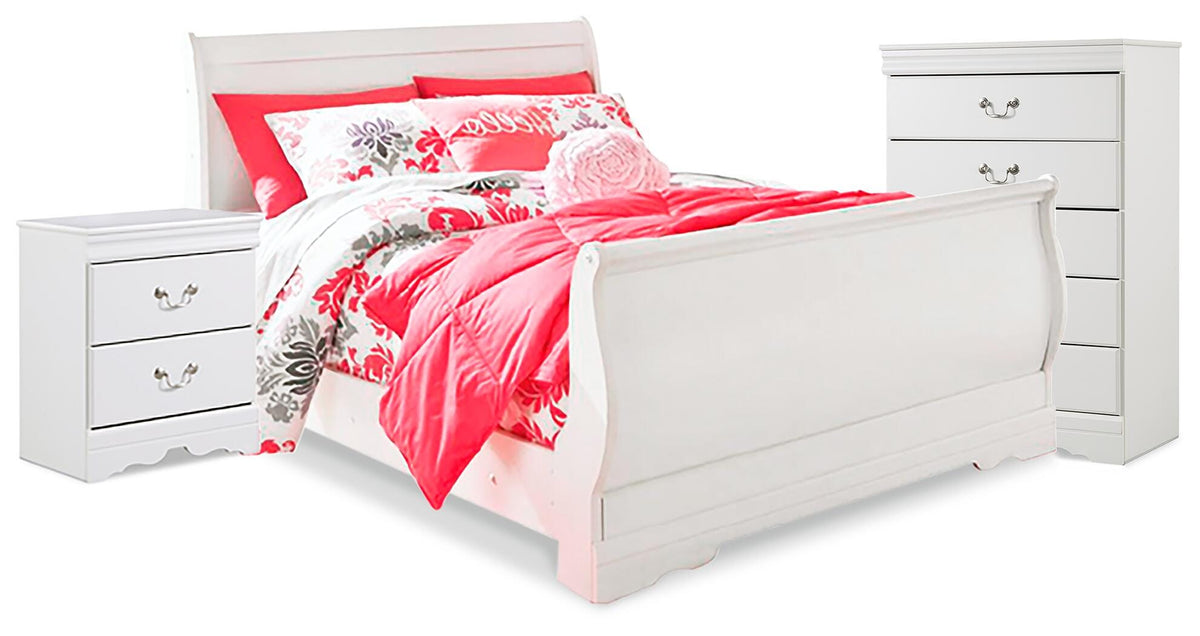 Anarasia Full Sleigh Bed, Chest and Nightstand