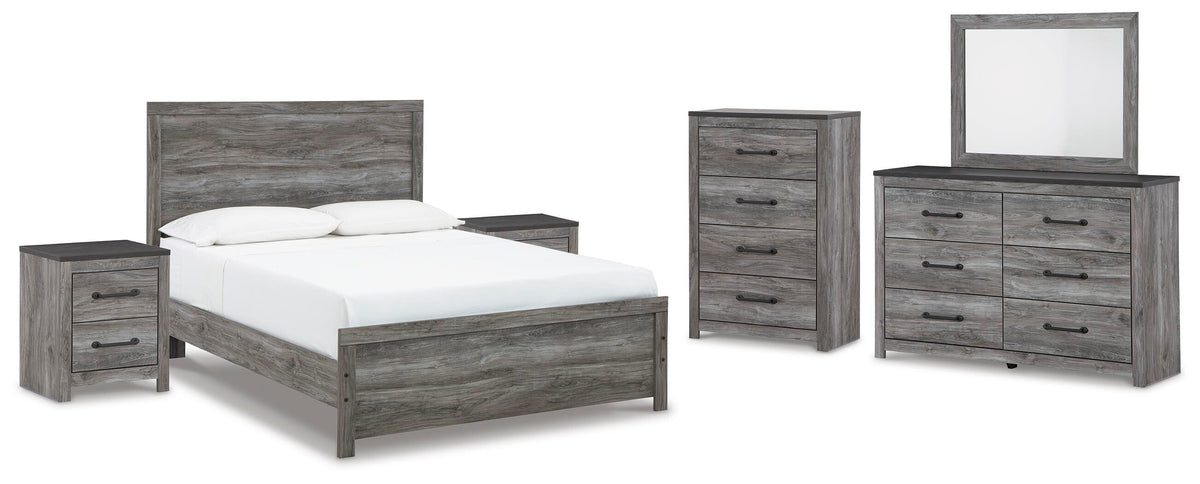 Bronyan Queen Panel Bed, Dresser, Mirror, Chest and 2 Nightstands