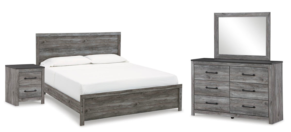Bronyan King Panel Bed, Dresser, Mirror and Nightstand