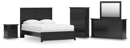 Maribel Queen Panel Bed, Dresser, Mirror, Chest and Nightstand