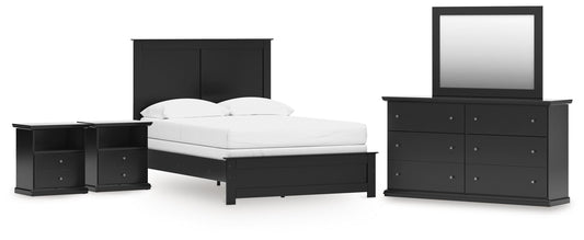Maribel Full Panel Bed with Dresser, Mirror and 2 Nightstands