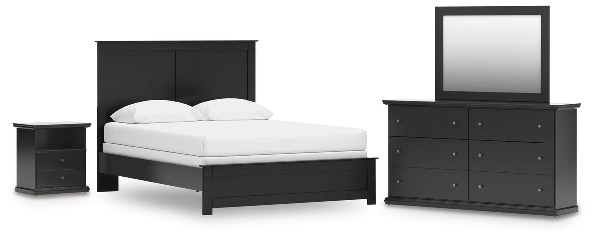 Maribel Queen Panel Bed with Dresser, Mirror and Nightstand