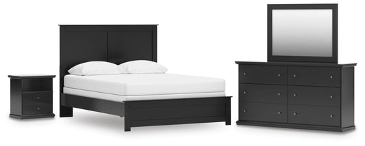 Maribel Queen Panel Bed with Dresser, Mirror and Nightstand