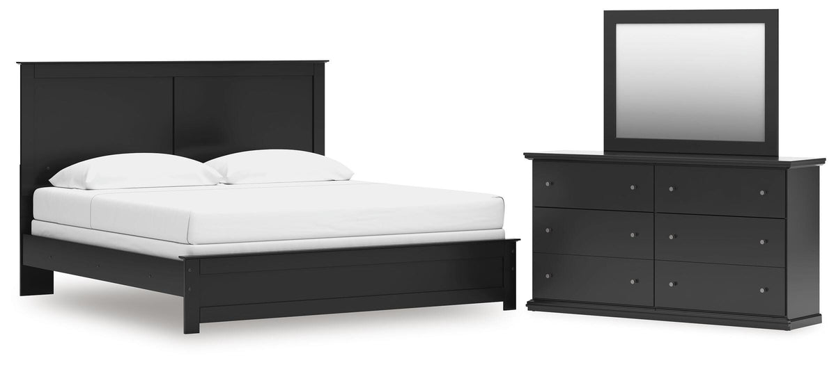 Maribel King Panel Bed with Dresser and Mirror