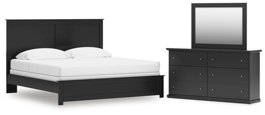 Maribel King Panel Bed with Dresser and Mirror