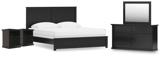 Maribel King Panel Bed, Dresser, Mirror and 2 Nightstands