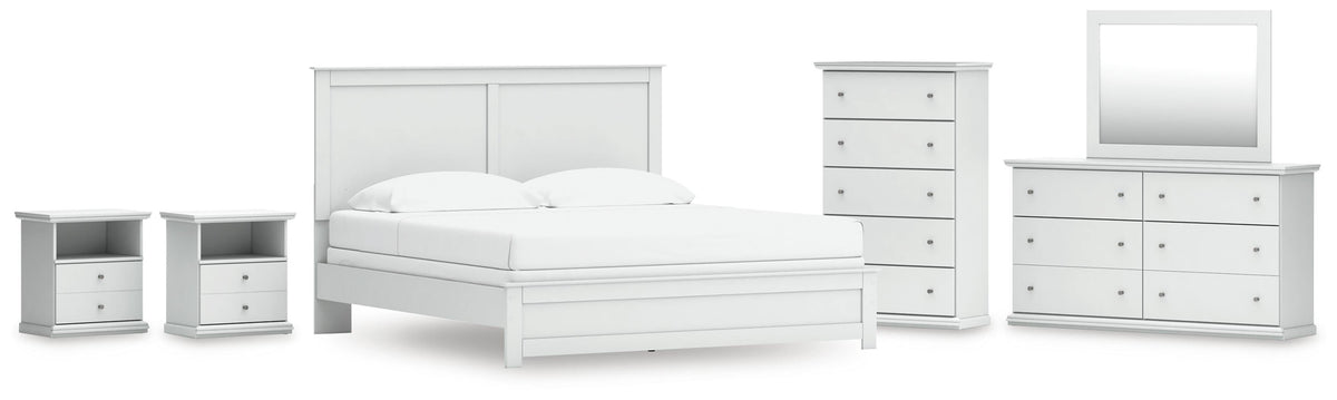 Bostwick Shoals King Panel Bed, Dresser, Mirror, Chest and 2 Nightstands