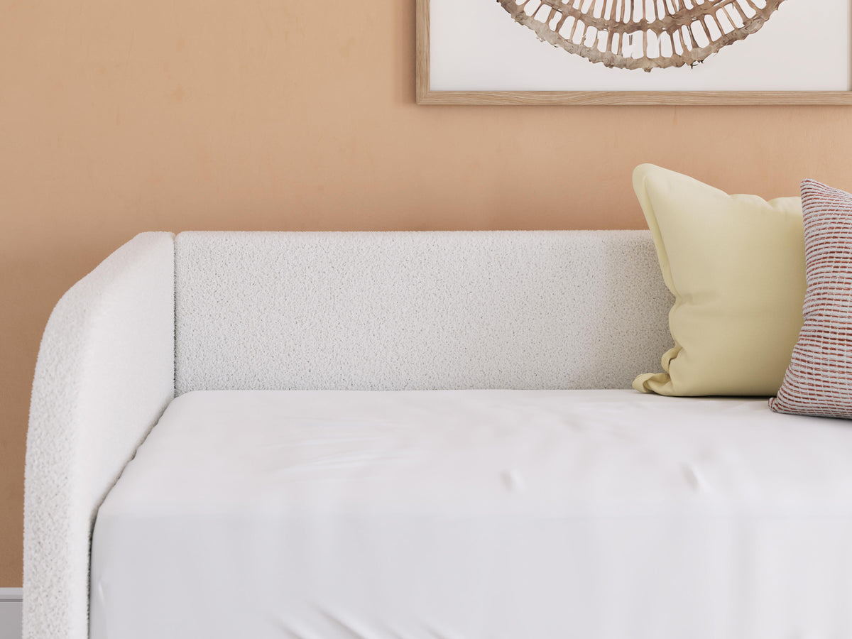 Arloster Twin Upholstered Day Bed, Dresser and Mirror