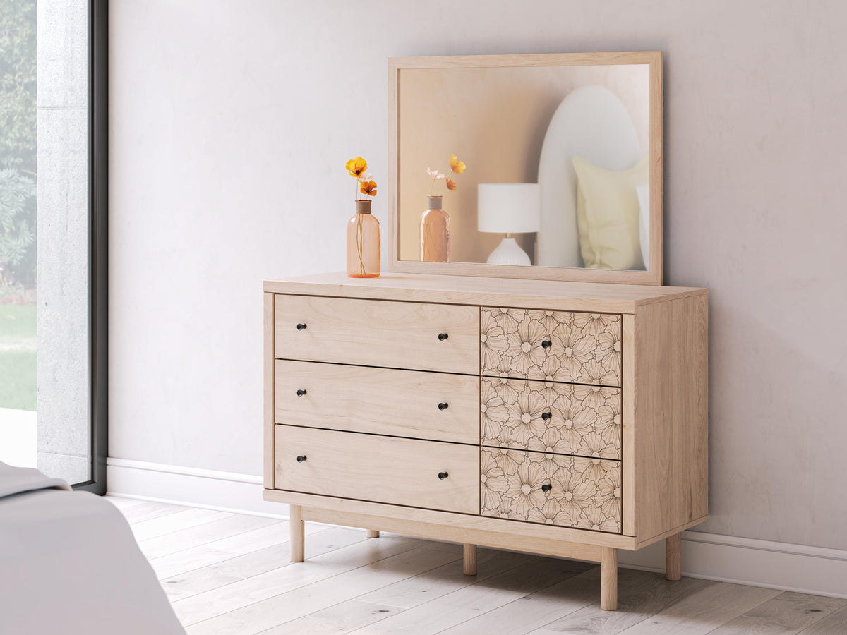 Arloster Full Upholstered Panel Bed, Dresser and Mirror