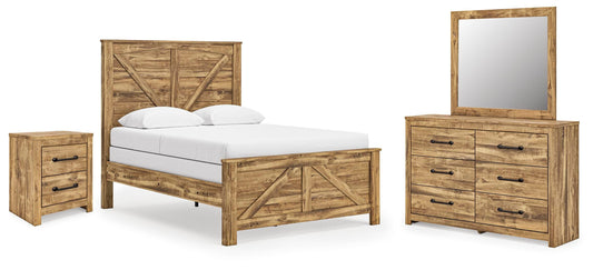 Maystonna Queen Crossbuck Panel Bed, Dresser, Mirror and Nightstand