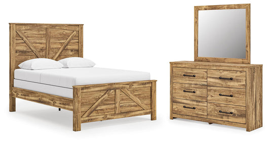 Maystonna Queen Crossbuck Panel Bed, Dresser and Mirror
