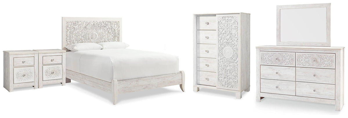 Paxberry Queen Panel Bed, Dresser, Mirror, Chest and 2 Nightstands