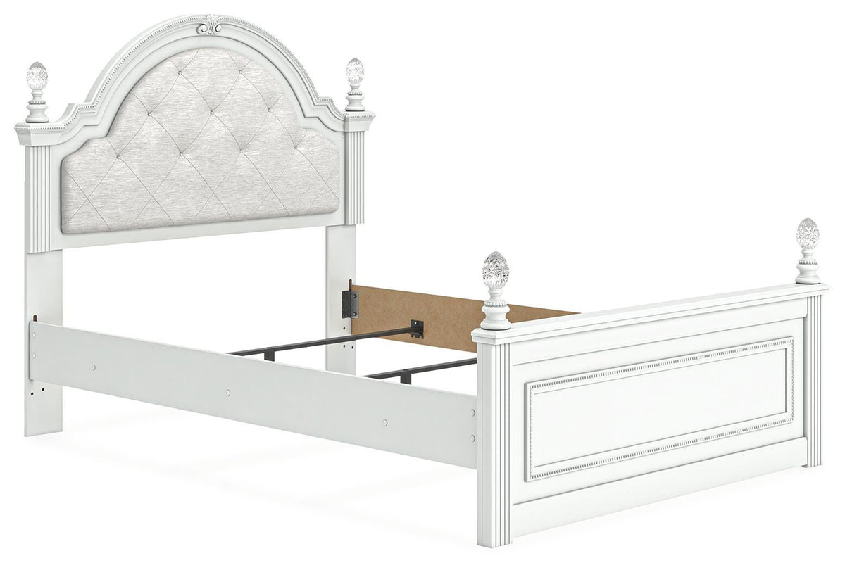 Kozlani Full Upholstered Panel Bed, Dresser and Mirror
