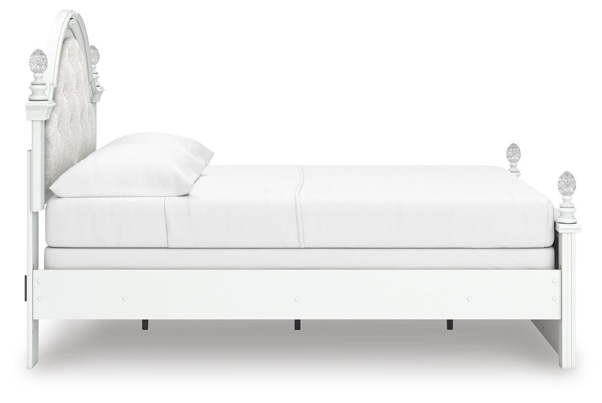 Kozlani Full Upholstered Panel Bed, Dresser and Mirror