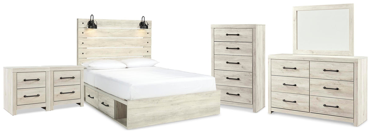 Cambeck Queen Panel Bed with Storage, Dresser, Mirror, Chest and 2 Nightstands