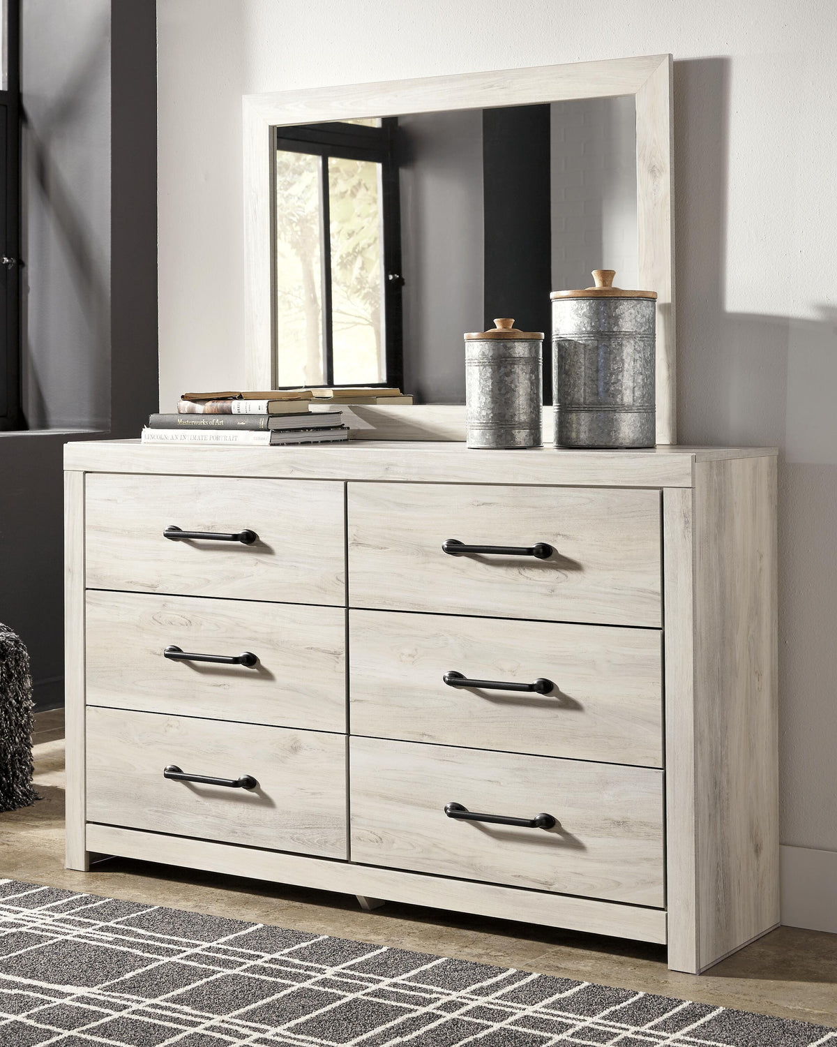 Cambeck Queen Panel Bed with Storage, Dresser, Mirror and Nightstand