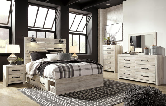 Cambeck Queen Panel Storage Bed, Dresser, Mirror, 2 Chests and 2 Nightstands
