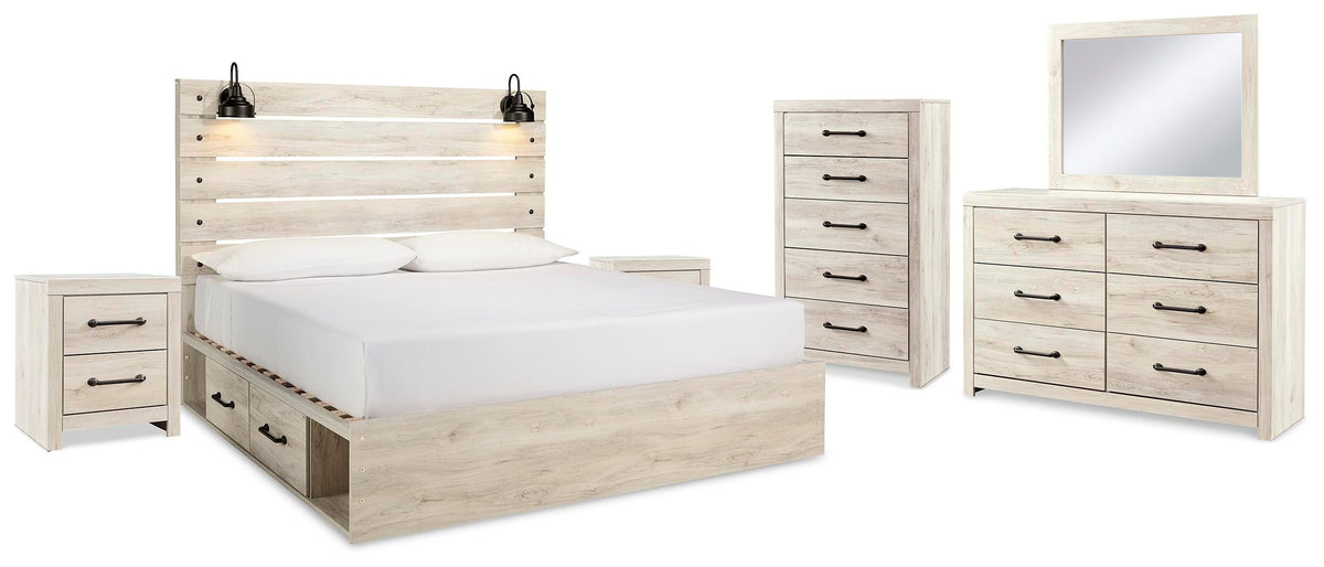 Cambeck King Panel Bed with Storage, Dresser, Mirror, Chest and 2 Nightstands