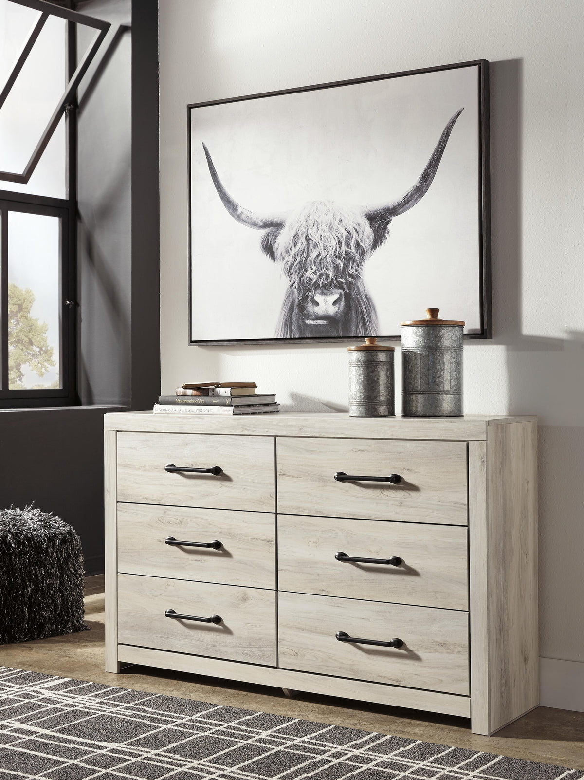 Cambeck King Panel Storage Bed. Dresser and Nightstand