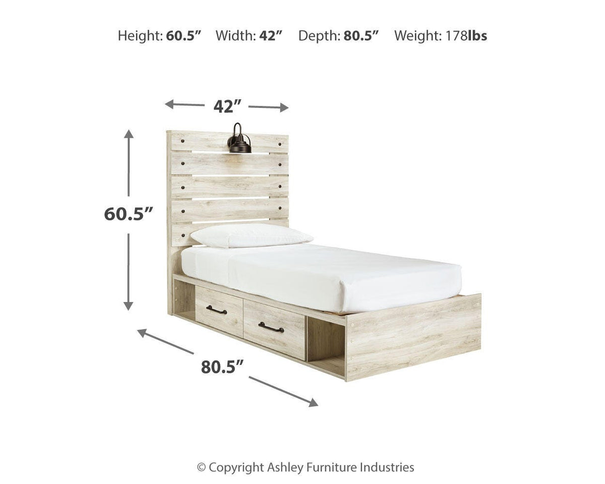 Cambeck Twin Panel Bed with 2 Storage Drawers