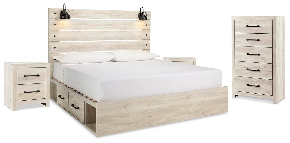 Cambeck King Panel Bed with Storage, Chest and 2 Nightstands