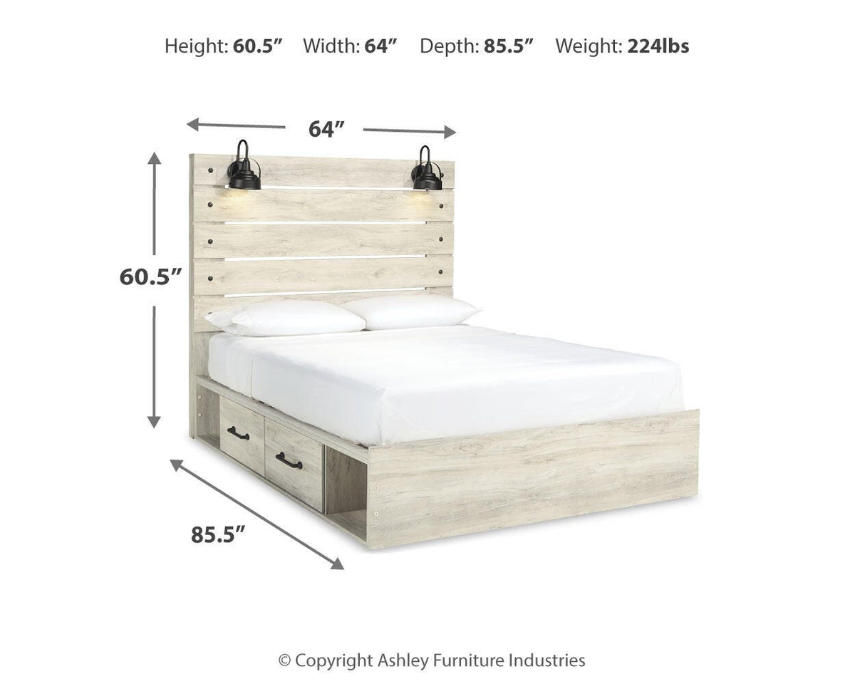 Cambeck Queen Panel Bed with Storage, Dresser, Mirror and Nightstand