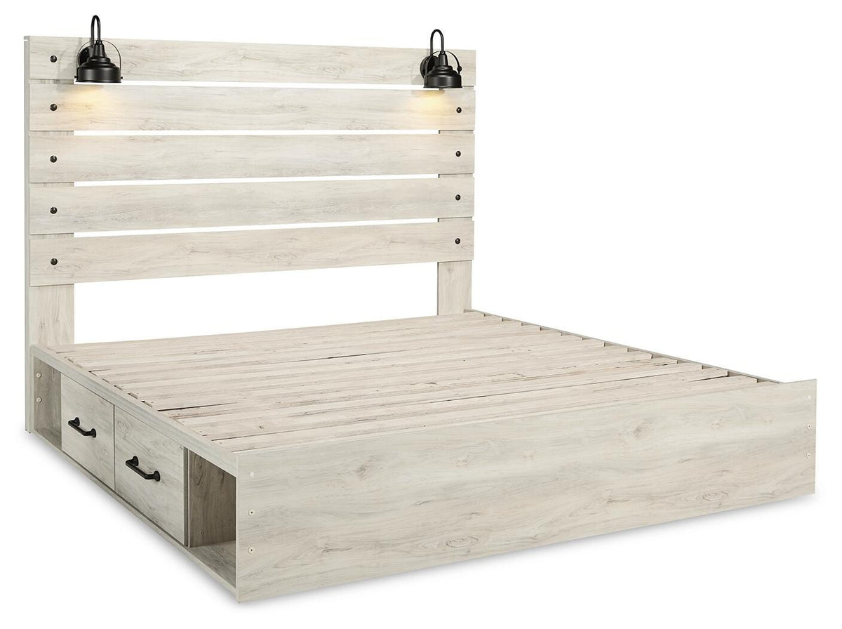 Cambeck King Panel Storage Bed. Dresser and Nightstand
