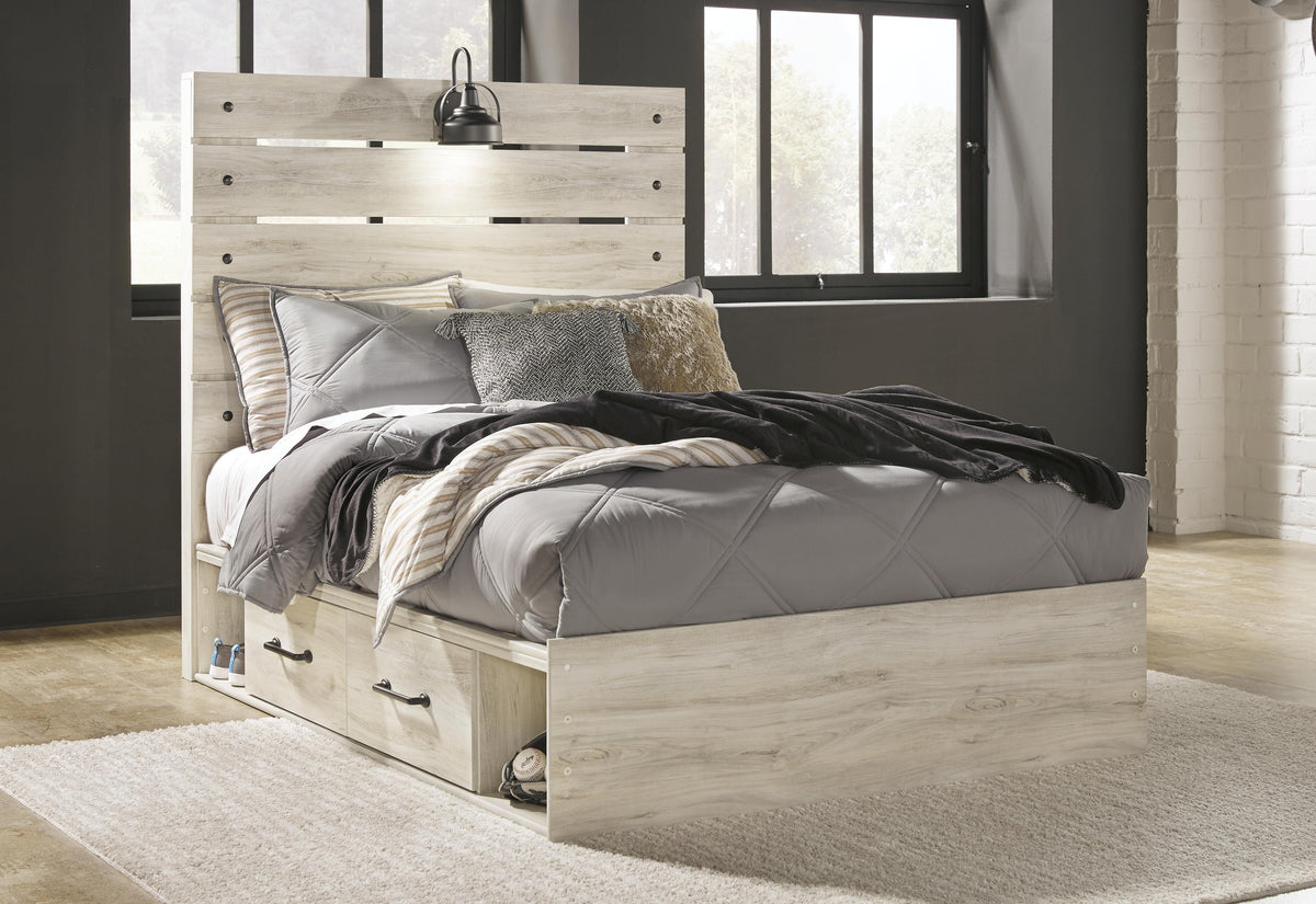 Cambeck Full Panel Bed with Storage, Dresser and Nightstand