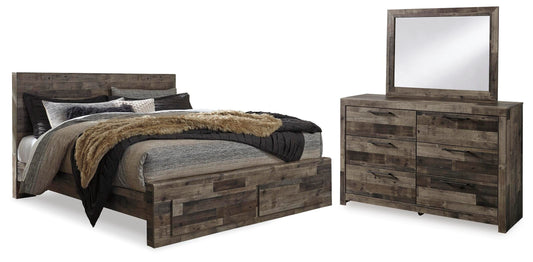 Derekson King Panel Storage Bed, Dresser and Mirror