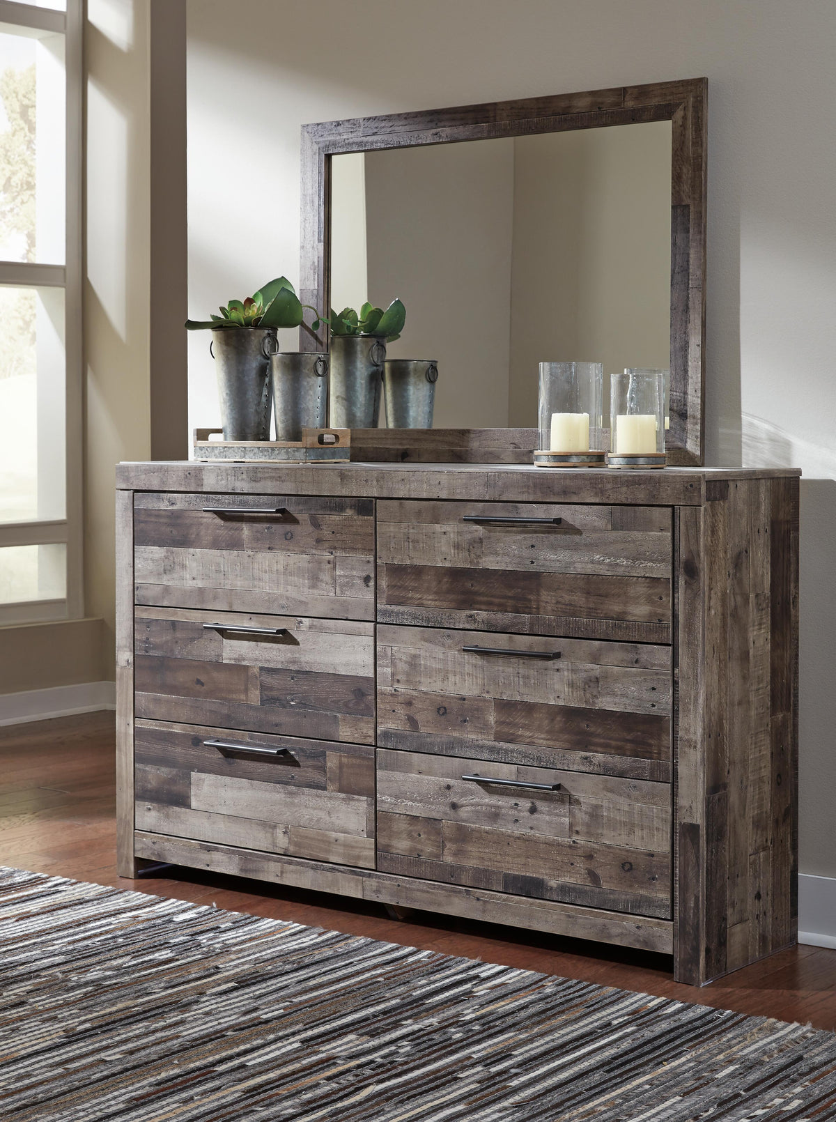 Derekson Twin Panel Bed, Dresser and Mirror
