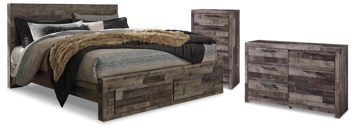 Derekson King Storage Bed, Dresser and Chest