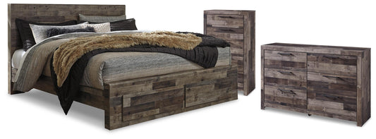 Derekson King Storage Bed, Dresser and Chest