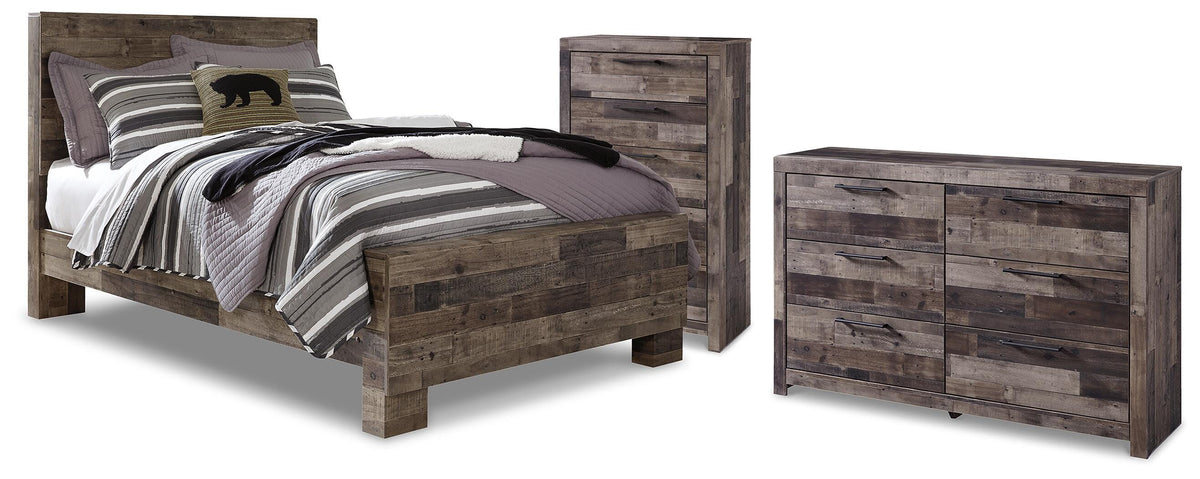 Derekson Full Panel Bed, Dresser and Chest