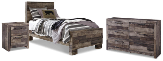 Derekson Twin Panel Bed, Dresser and Nightstand
