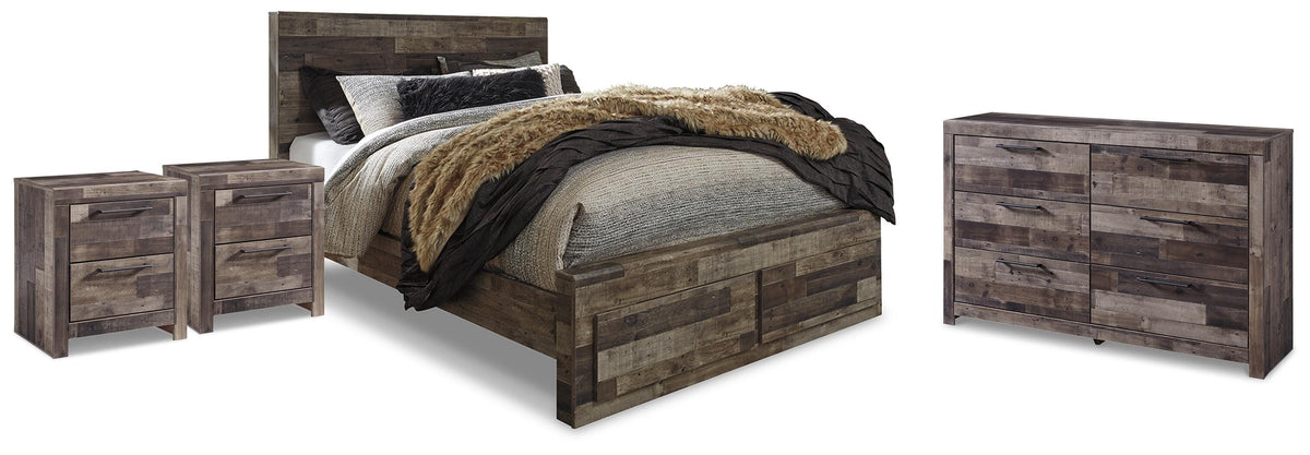 Derekson Queen Panel Storage Bed, Dresser and 2 Nightstands