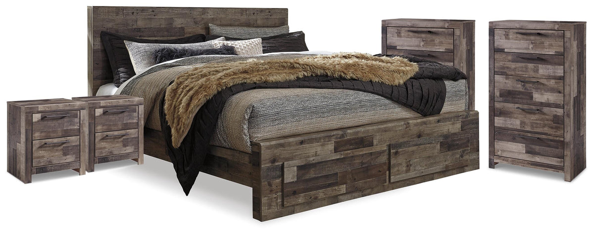 Derekson Queen Panel Storage Bed, 2 Chests and 2 Nightstands