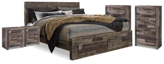 Derekson Queen Panel Storage Bed, 2 Chests and 2 Nightstands