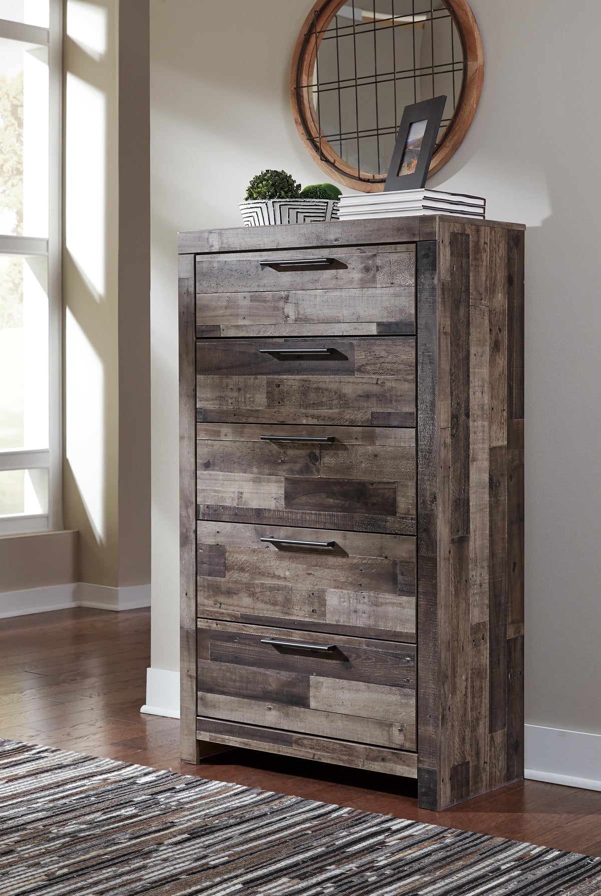 Derekson Full Panel Bed, Dresser and Chest