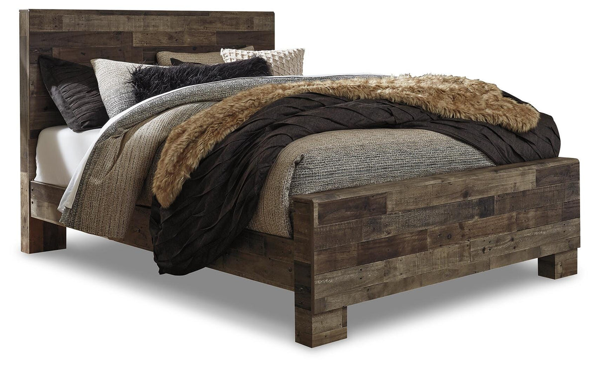Derekson Queen Bed with Mirrored Dresser and Nightstand