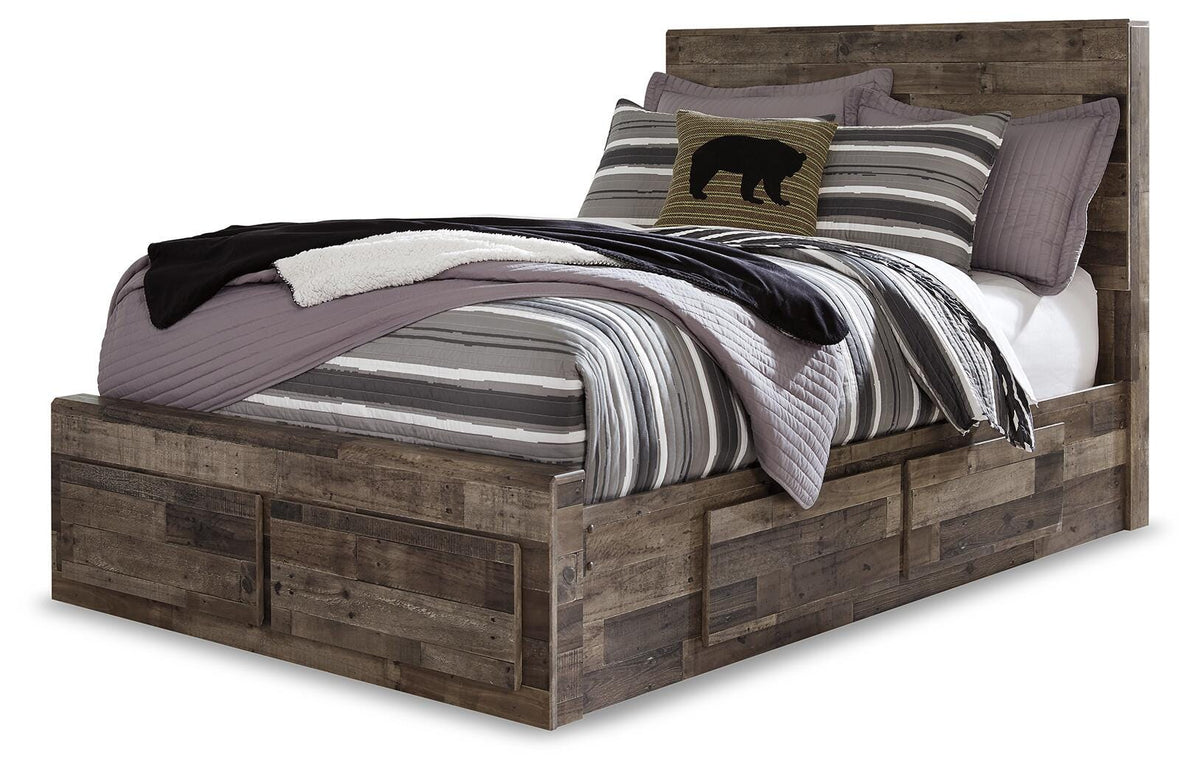 Derekson Full Panel Storage Bed, Dresser, Mirror and 2 Nightstands
