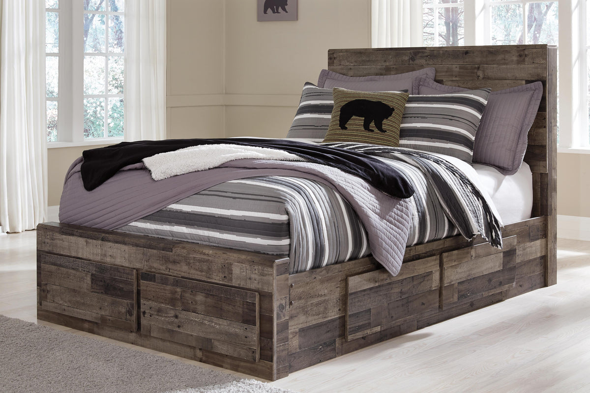 Derekson Full Panel Storage Bed, Dresser, Mirror and 2 Nightstands