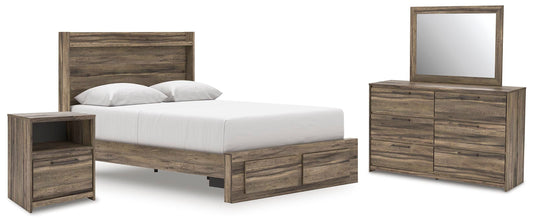 Elbrim Queen Panel Storage Bed, Dresser, Mirror and Nightstand