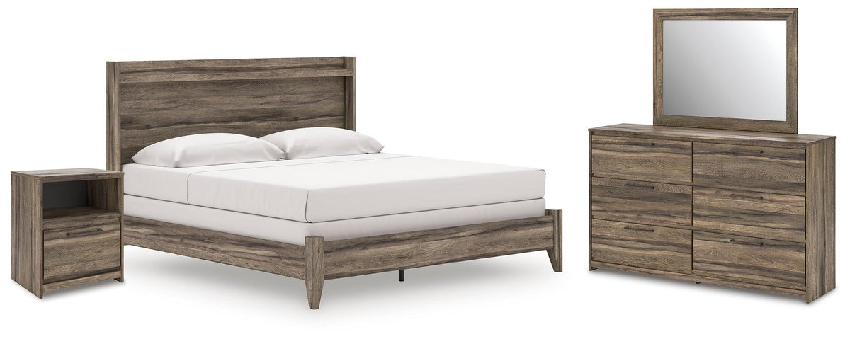 Elbrim King Panel Bed, Dresser, Mirror and Nightstand