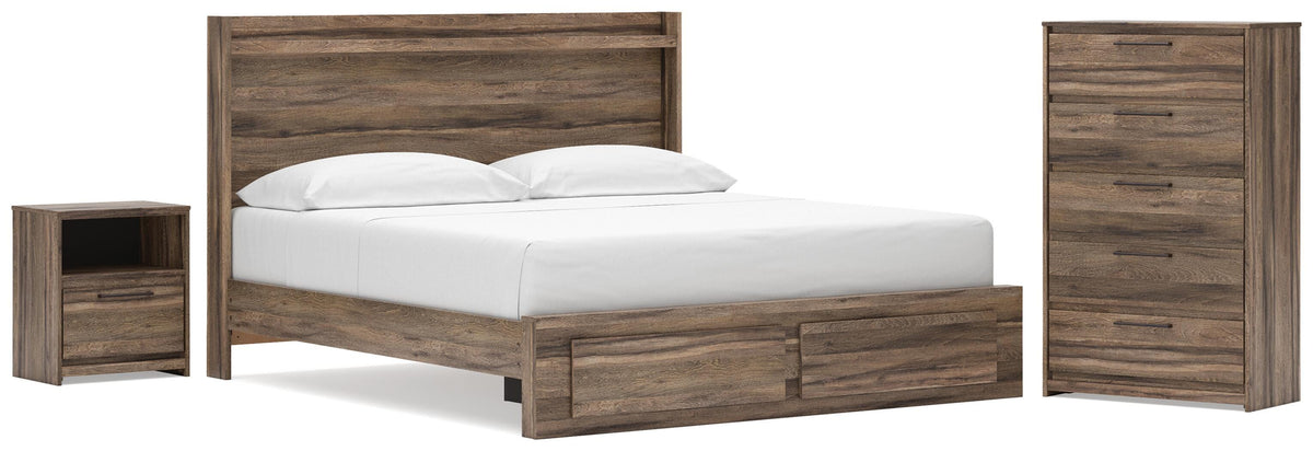 Elbrim King Panel Storage Bed, Chest and Nightstand