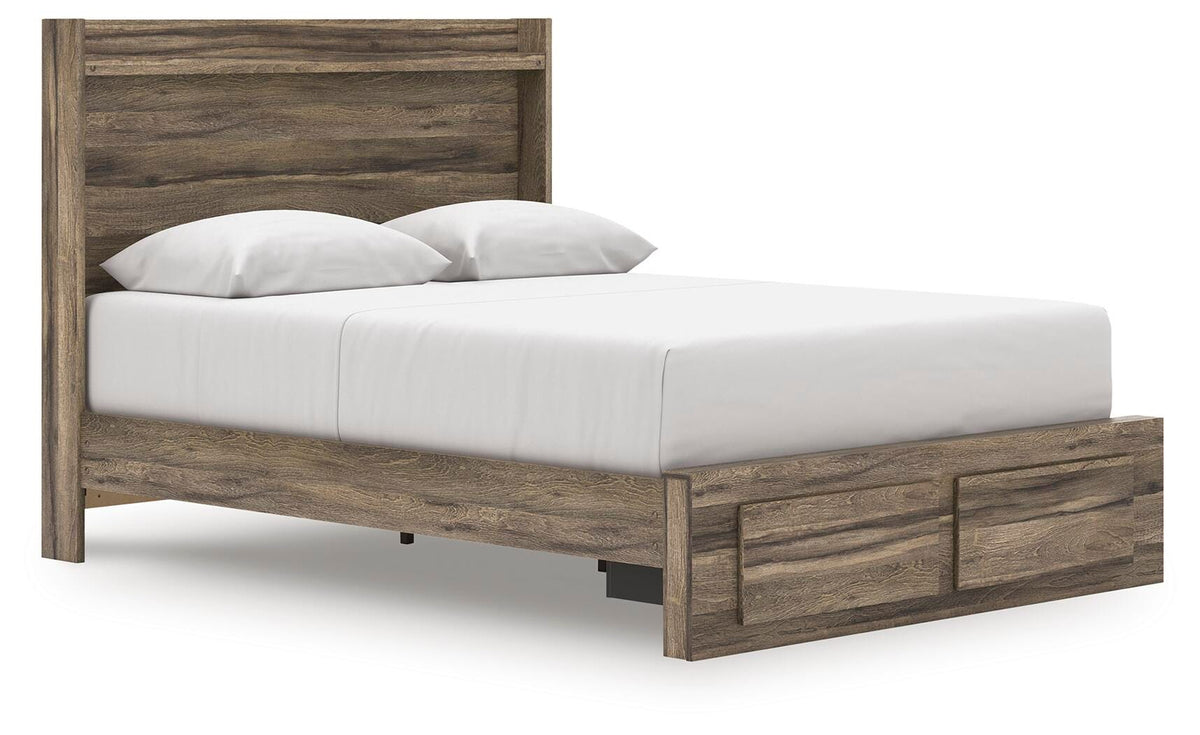 Elbrim Queen Panel Storage Bed, Dresser, Mirror and Nightstand